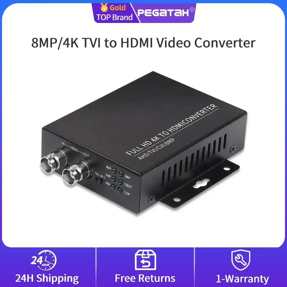 PEGATAH Full HD 8MP/4K TVI إلى HDMI محول فيديو يدعم كاميرا CCTV 8MP/5MP TVI كاميرا/4MP/3MP/1080P/720P محول