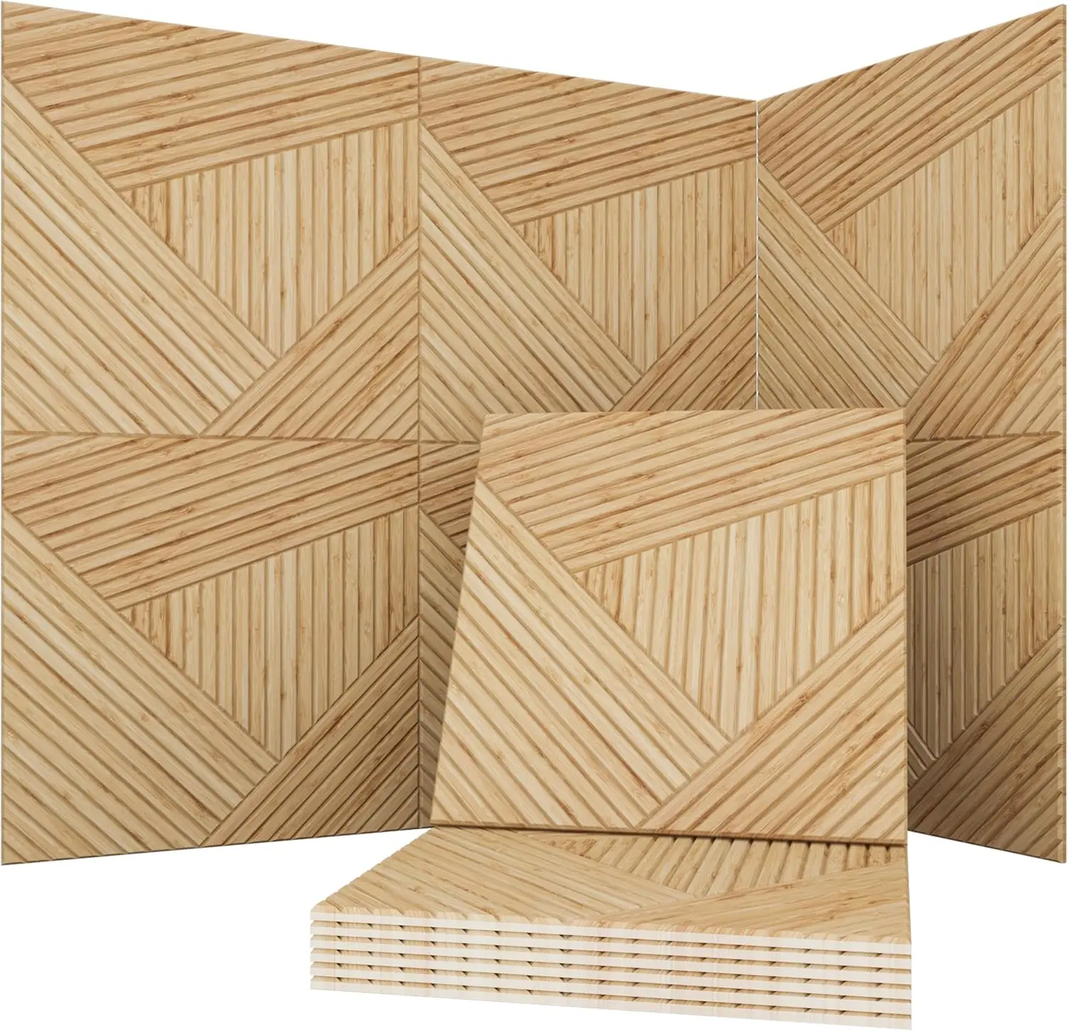 6-Piece 23.62x23.62 Inch Art Acoustic Panels, Decorative Sound Absorbing Wall Panels, Timber Spiral Design for Noise Reduction
