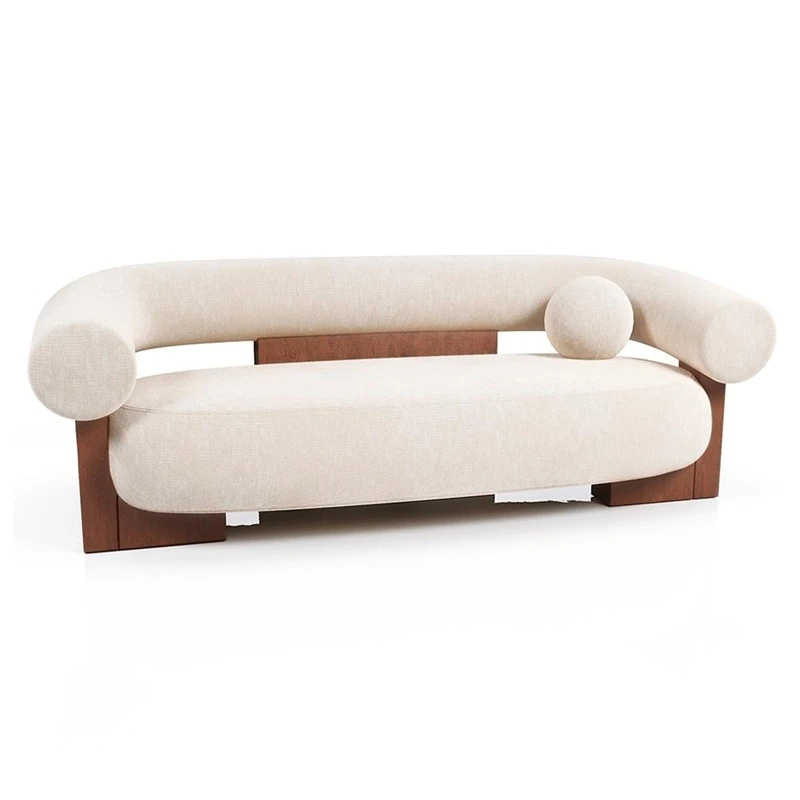 

Art sofa small apartment living room B & B surprise quiet wind designer simple curved solid wood multi-person sofa