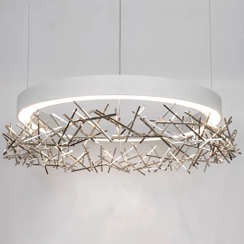 Postmodern creative restaurant chandelier, long dining table, bar counter chandelier, designer line crossover light