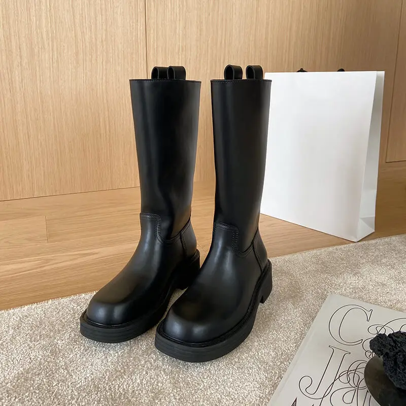 Onlymaker Women Black Knee High Boots High Heeled Autumn Winter Warm Woman Snow Motorcycle 2022 Fashion Boots