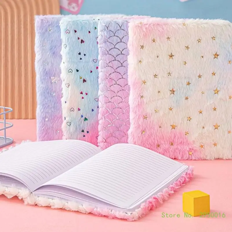 2 Pieces Plush Notebook A 4 Notepads Journal Gradient Travel Stationery Notepads for Student