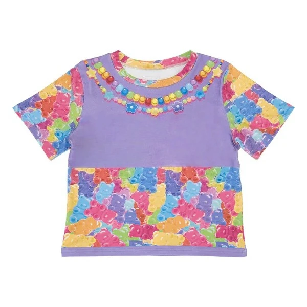 Adult & Kids Millennium Macaron Teddy Bear Gummy 3D Print Harajuku Y2K Casual Sports Short Sleeve T-Shirt