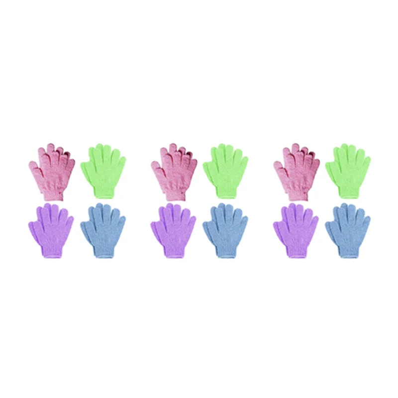 A94E-12 Pair Shower Bath Gloves Exfoliating Wash Skin Spa Massage Body Scrubber Cleaner