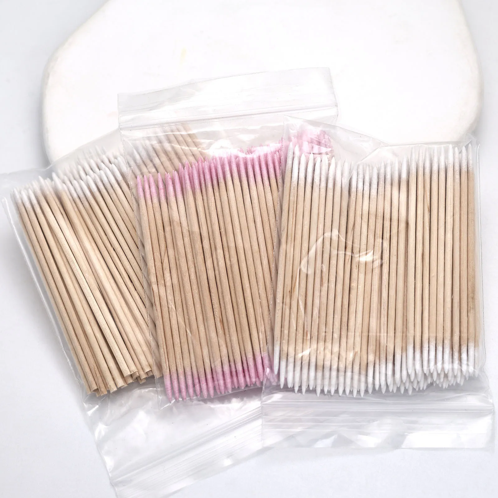 200/100Pcs Nails Wood Swab Clean Sticks Bud Tip 7/10cm Wooden Cotton Head Nail Polish Remover Manicure Detail Corrector Tool