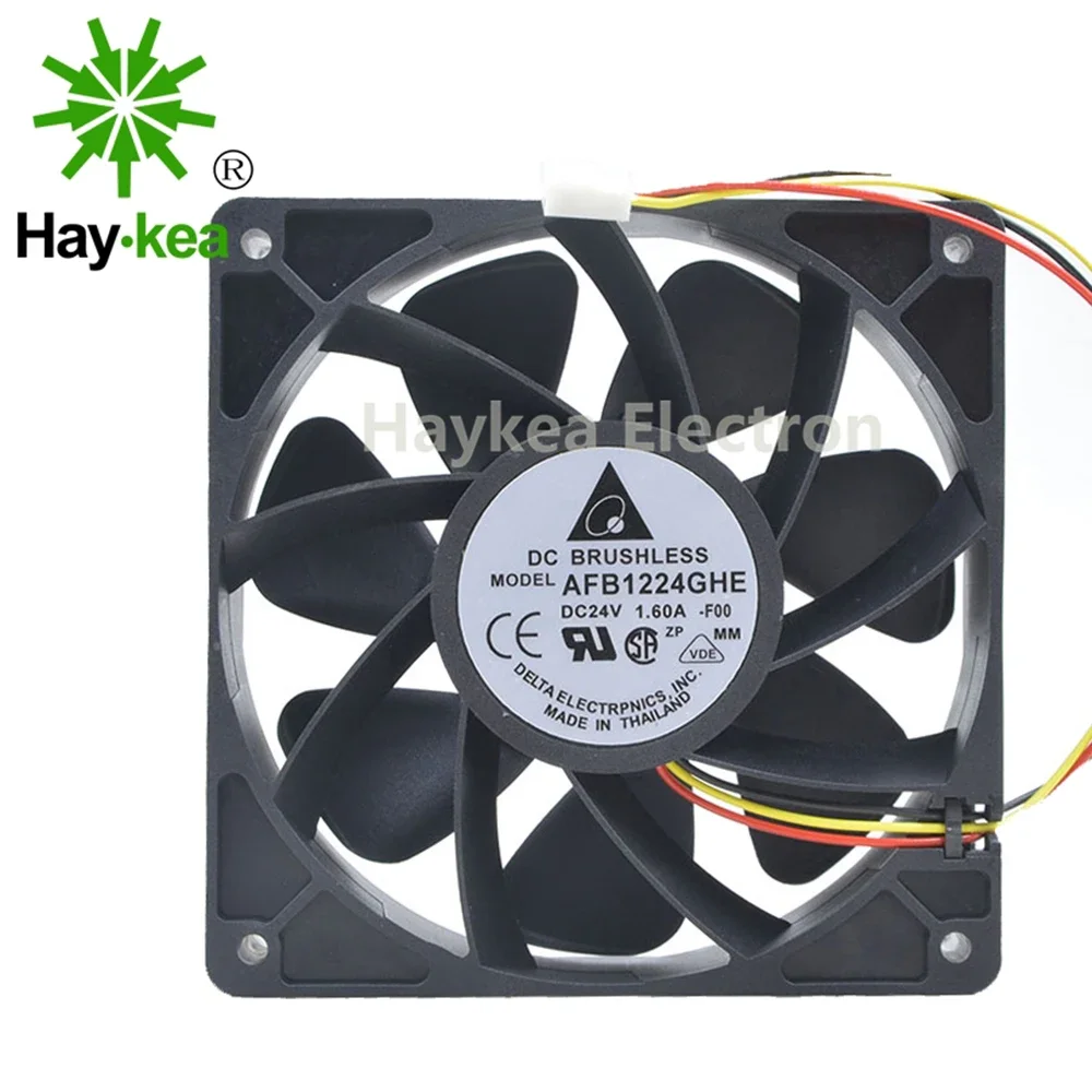 For Delta 12038 DC 24V 1.6A AFB1224GHE 3 PIN 12 cm 120X120X38 Industrial control inverter high- speed cooling fan