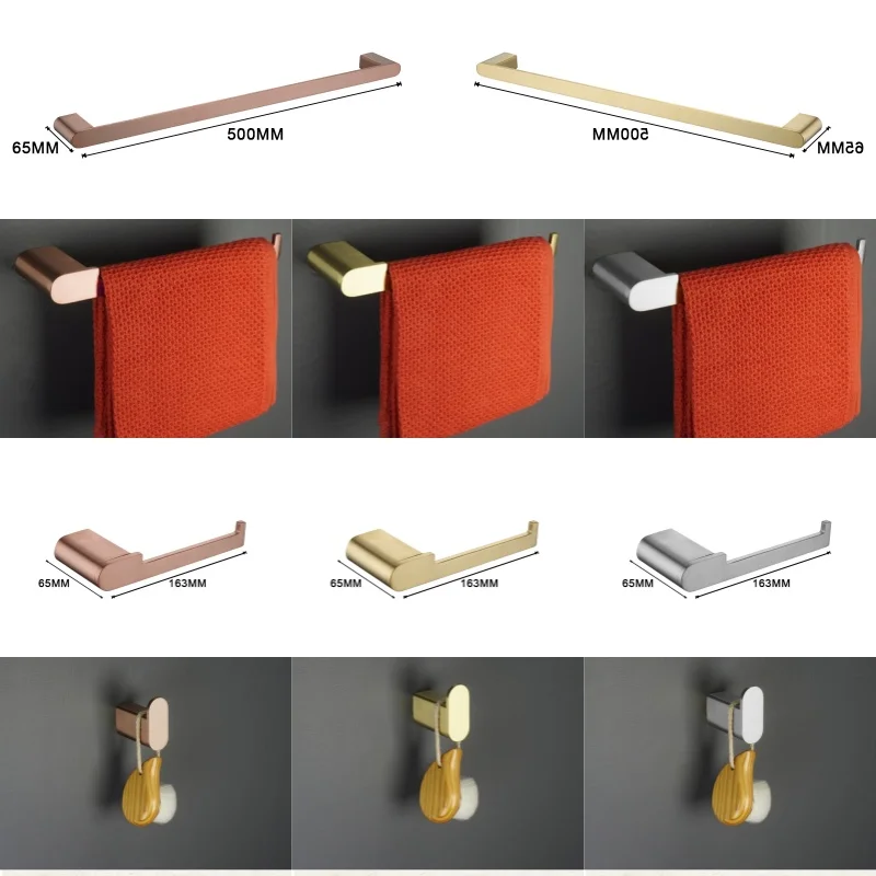 Bathroom Accessories Toilet Paper Holder Brushed Rose Gold Towel Hooks Stainless Steel Bedroom Wall Mount Bath Hardware Sets