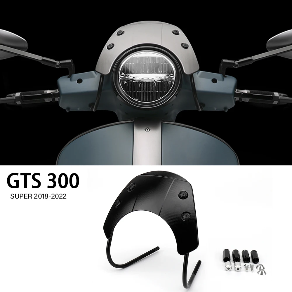 

For Vespa GTS 300 GTS300 Super 2018 2019 2020 2021 2022 Motorcycle Accessories Aluminum Windshield Visor Sports Black Windscreen