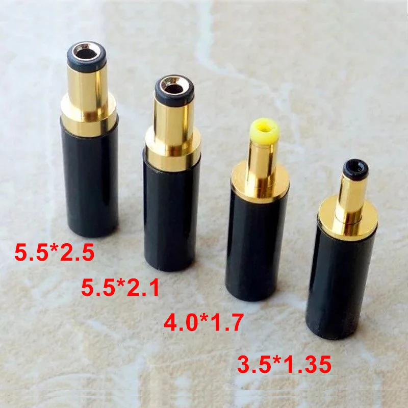 Gold Plated DC Power Plug Connector 5.5x2.1mm/5.5x2.5mm 4.0x1.7mm / 3.5x1.35mm DC Male Plug DIY Welding Output Adapter