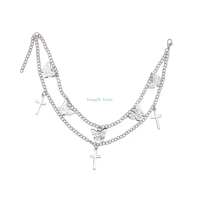 P8db Sparkling Boot Chain Punk Charm per pantaloni per scarpe Catena gonna sospensione farfalla