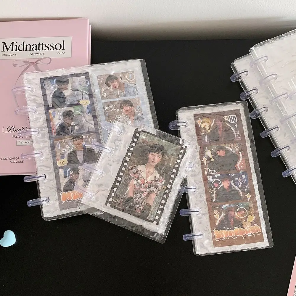 Transparent Water Ripple Photocards Holder Loose Leaf Vertical Idol Card Collection Binder Mushroom Hole Bill Storage Booklet