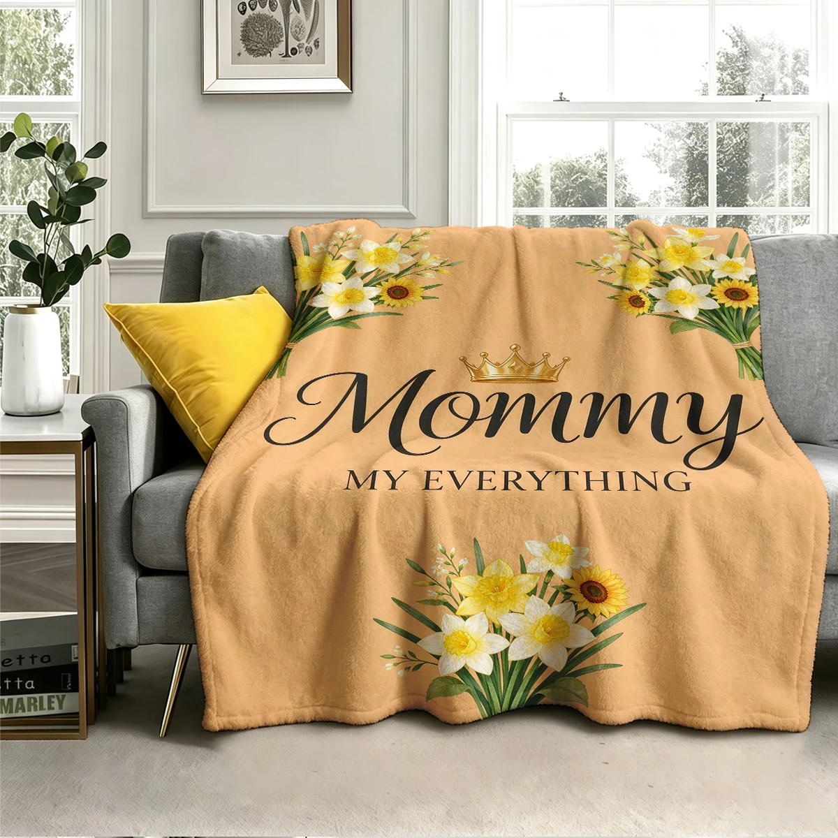 Mommy Everything Daffodil Cozy Flannel Fleece Blanket Lightweight Plush Throw Blanket for Sofa Bed Travel Camping Warm Blanket