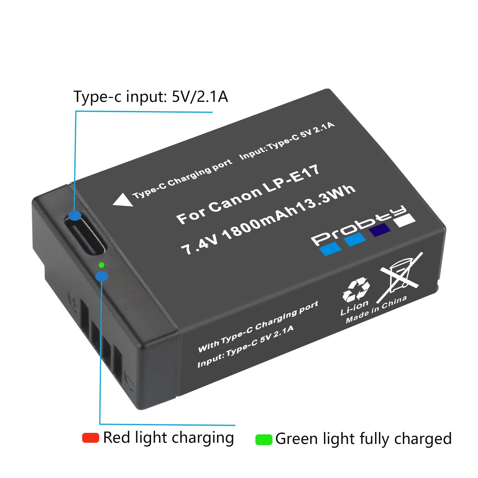 1800mAh LP-E17 LPE17 LP E17 Type-c Charging Battery for Canon EOS RP 200 250D M3 M5 M6 750D 760D T6i T6s 800D 8000D 77D Kiss X8i