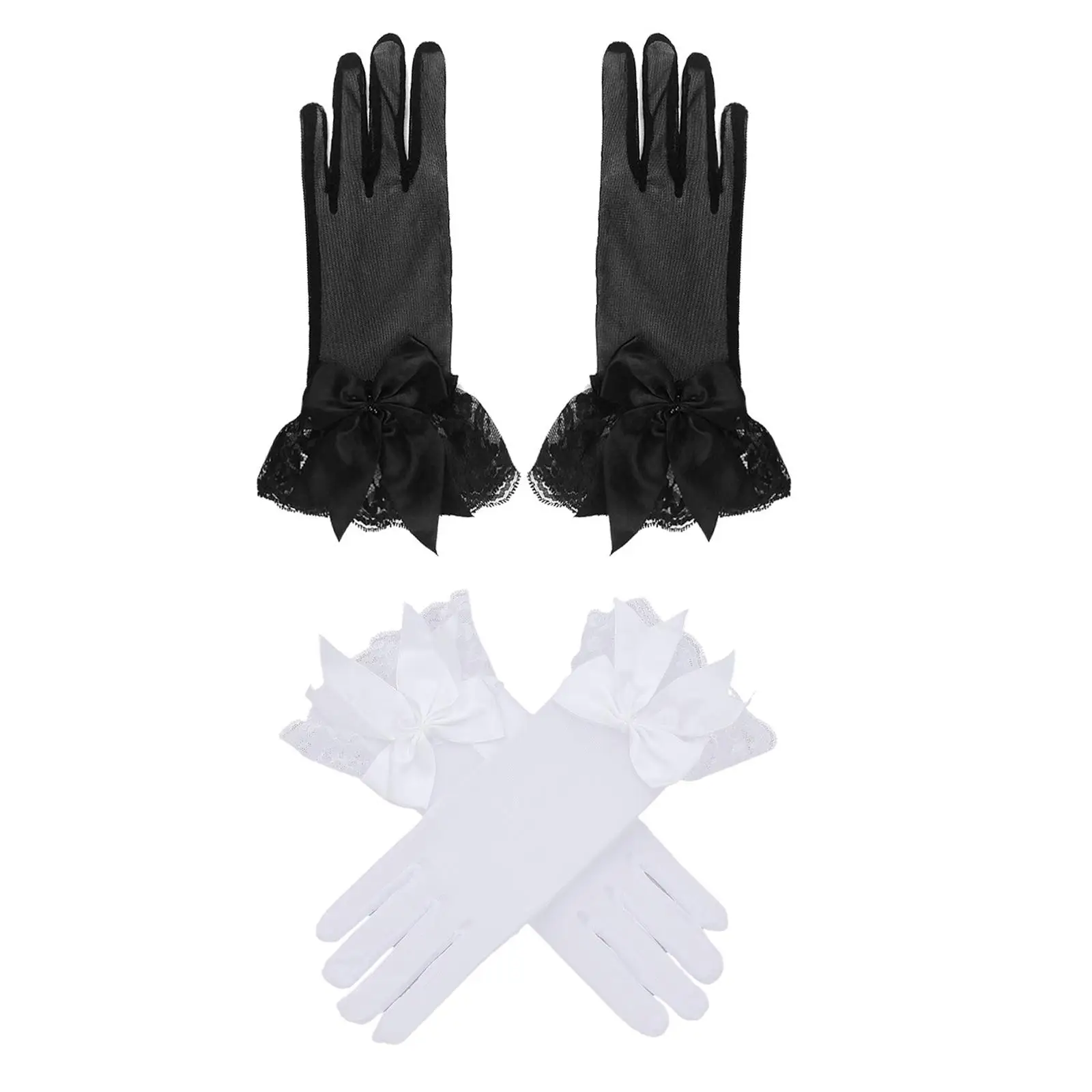 Ladies Lace Gloves Multifunction Dress Gloves Wrist Length Fashion Durable Bridal Gloves for Opera Party Banquet Cosplay Prom