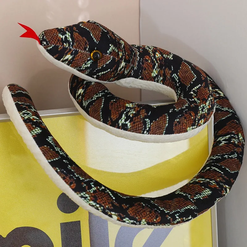 400cmLifelike Burmese Python Plush Toy Simulation Stuffed Animal Long Coiled Snake Scary Reptile Giant Cobra Halloween Gift Deco