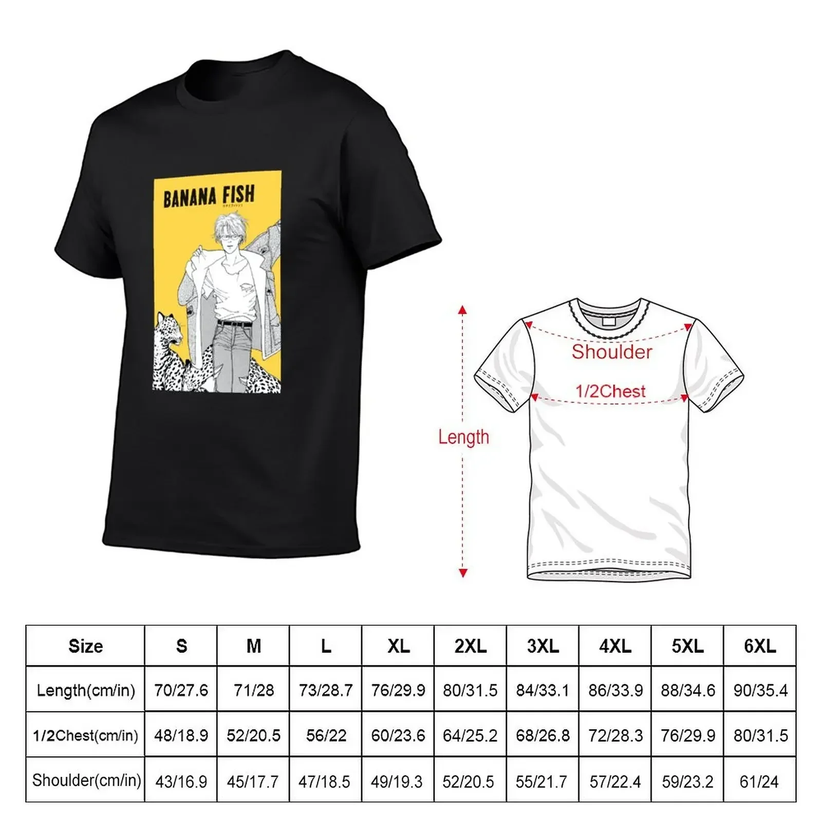 Banana fish - Ash Lynx T-Shirt graphic tee shirt blacks Men's clothing