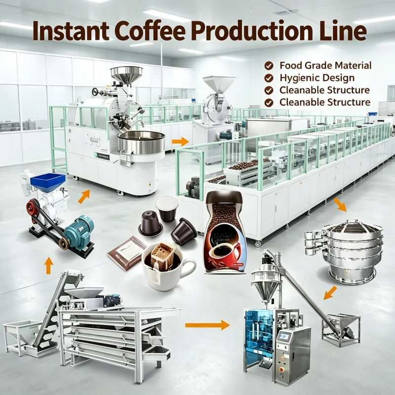 Cold Brew Coffee Production Line Automatic Complete Coffee Grinder Processing Set For Small Manufacturing Plant Custom