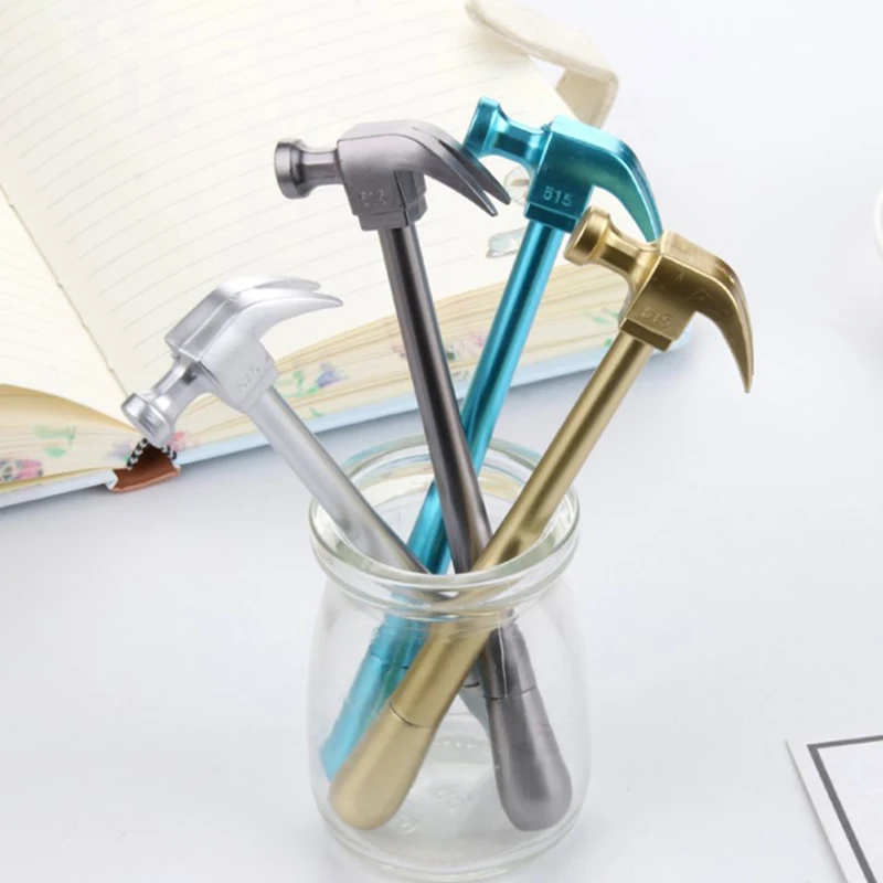 1 Pcs Metallic Hammer Tools Stationery Creative Gel Pen Simulation School Office Supply Cute Kawaii Funny Gift