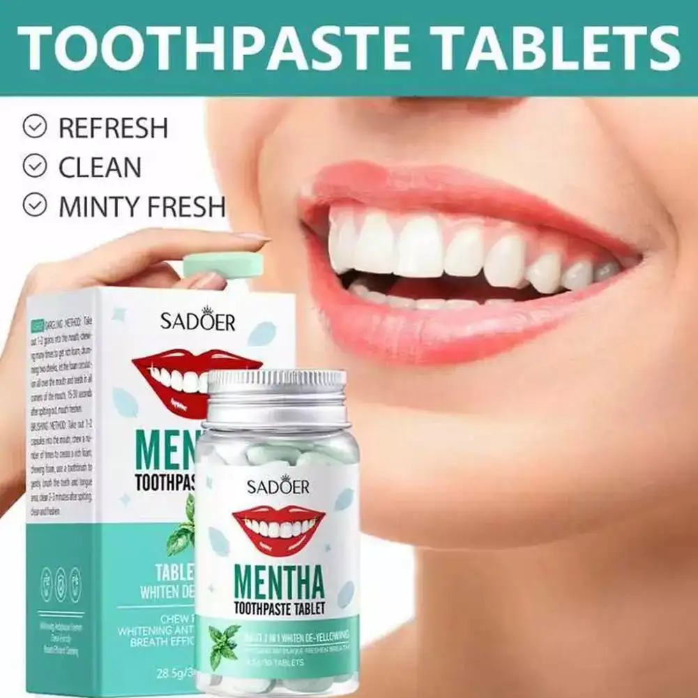 Mint Solid Toothpaste Tablets Mint Flavors Teeth Breath Mouthwash Smoke Remove Bad Whitening Fresh Charcoal Stains