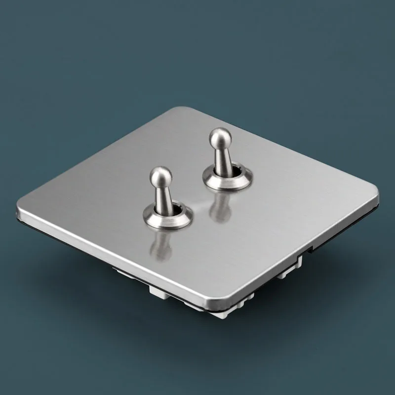 Wall 1-4 Gang 2 Way Toggle Switch Industrial Stainless Steel Brushed Panel Surface Mountable or Concealed Mountable