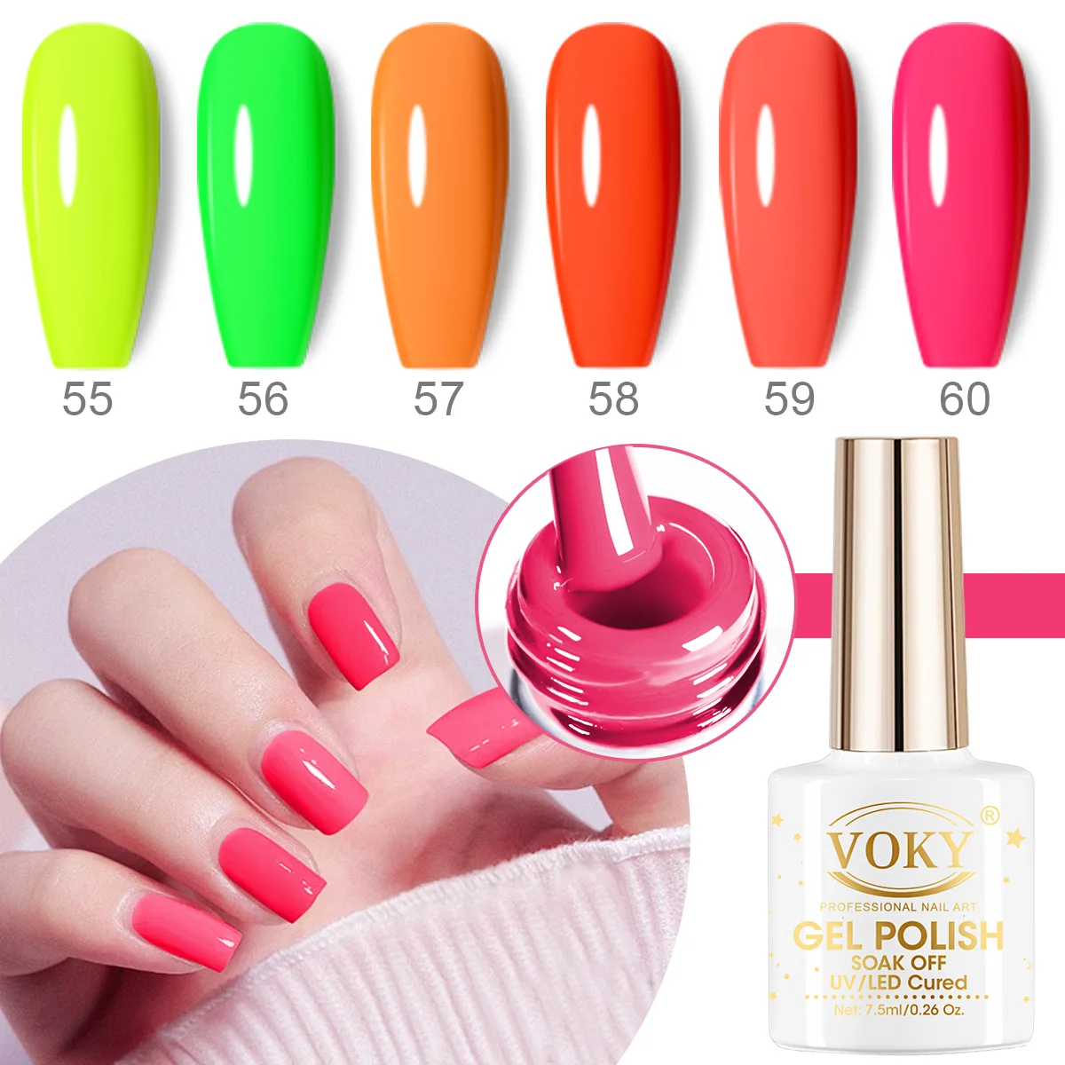 VOKY 7.5ml New Green/Rose gel nail polish Spring/Summer Semi-permanent nail Soak UV/ LED Nail Art Gift