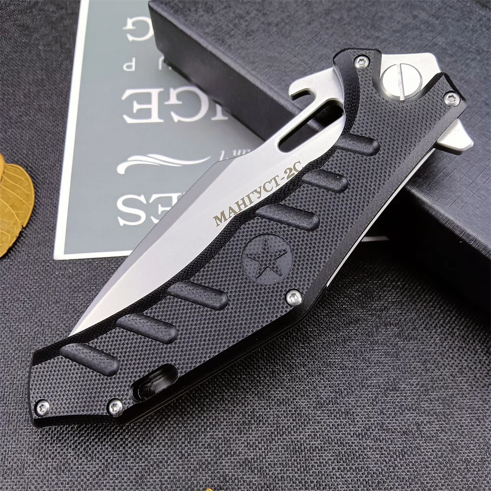 HOKC Russian Mangust-2C Folding Pocket Knife D2 Blade G10 Handle Outdoor Camping Hunting Knives Survival Tactical EDC Tools