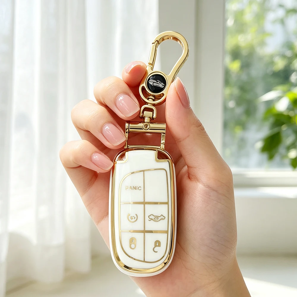 5 Buttons TPU Remote Car Key Shell for Dodge Dart Ram 1500 Dart Challenger Charger Chrysler 300 for Jeep Keyless Keychain