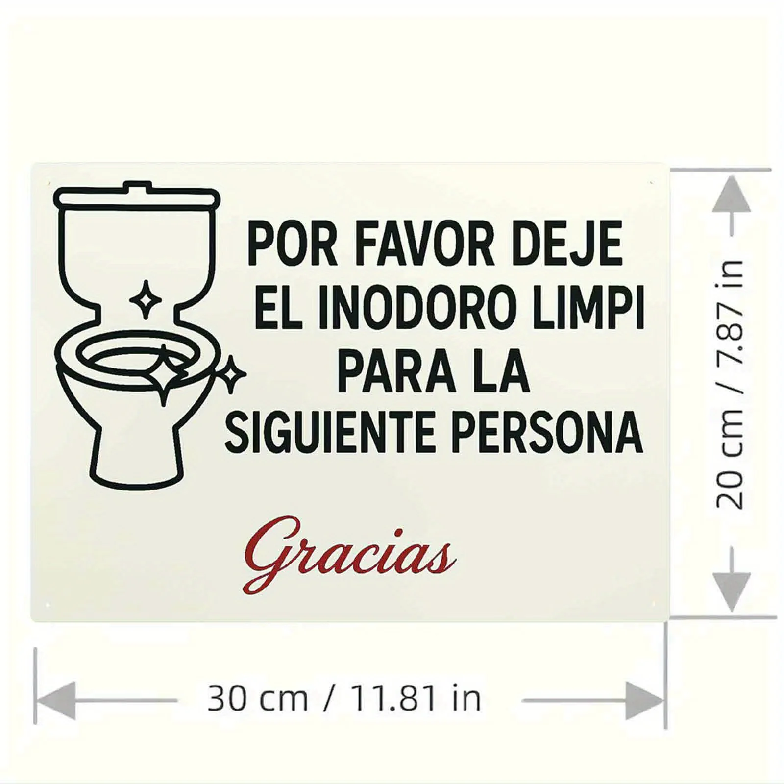 2D Flat, 1pc Spanish/English Bilingual Restroom Sign - Heavy-Duty Iron Retro Toilet Etiquette Plaque with Spanish Phrases 