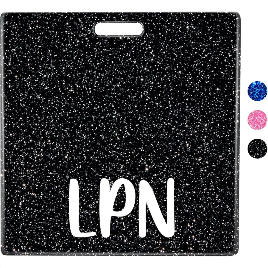 

LPN Badge Buddy Card Nurse Nursing Accories Glitter Black Horizontal Badge Identification Tags