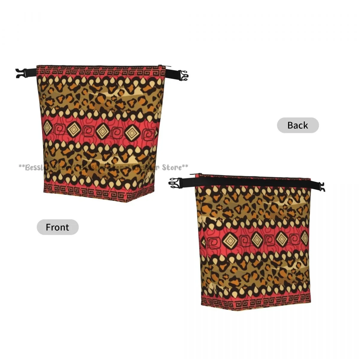 Roll Top Insulated Lunch Bag Native Cheetah Skin Pattern Thermal Food Storage Bag Portable Bento Handbag for Daily Use