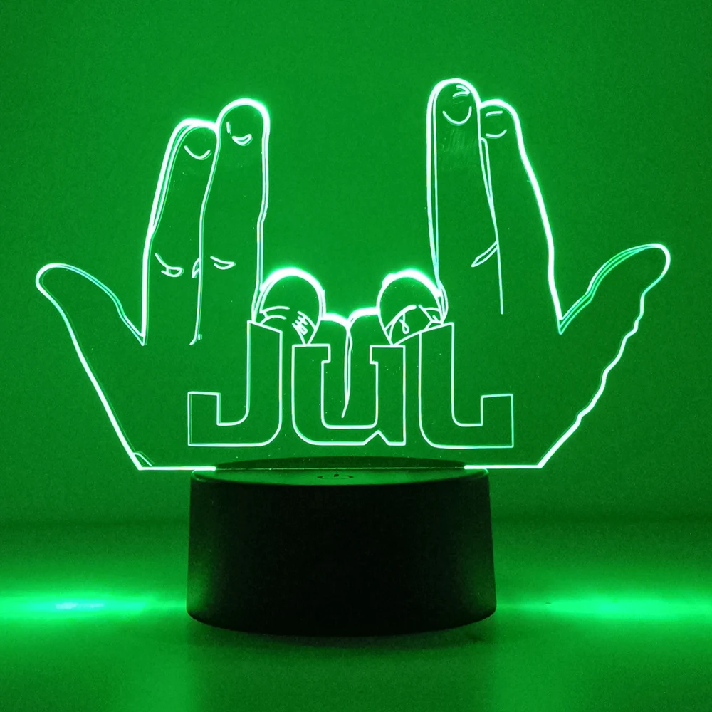 3D Rap singer Julien Mari gesture logo Night Light with Remote Control Room Decor Lamp Birthday Valentine\'s Day Christmas Gifts