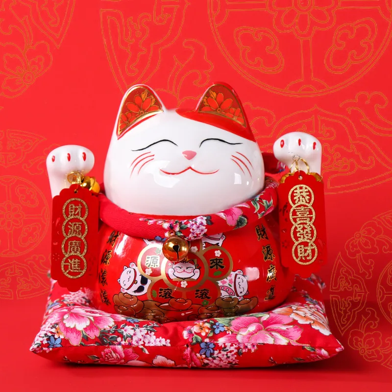 Dehua Factory Ceramic Fortune Cat Piggy Bank Decorations Store Opening Activity Gift PresentlogoCoin bank