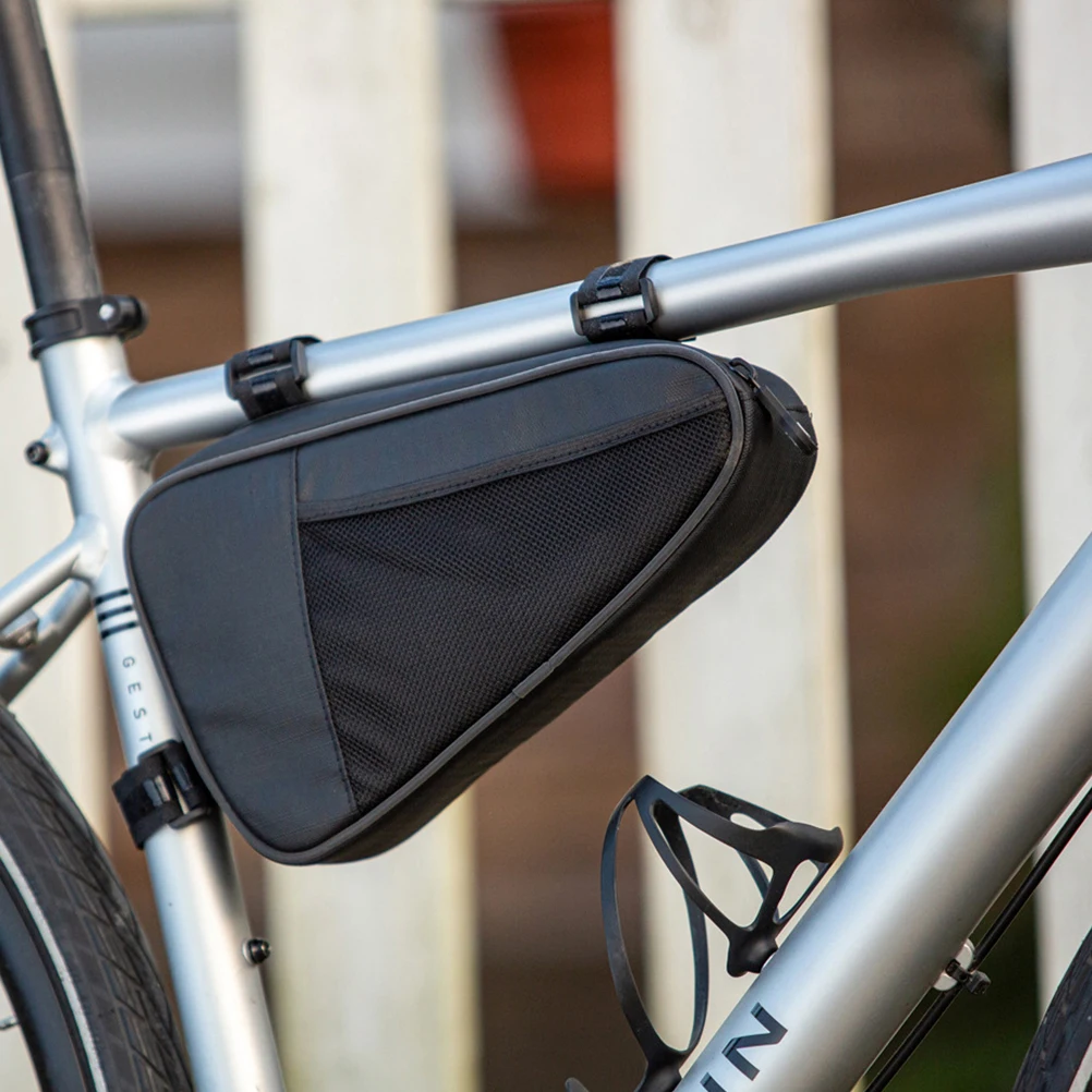 

1pc Waterproof Bike Upper Tube Bag Front Frame Storage Pouch Reflective Straps Large Capacity Cycling Accessories