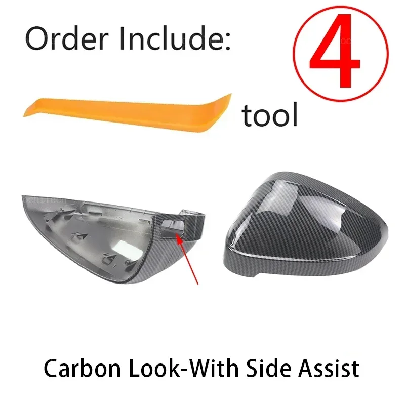 2x Carbon Fiber Style Black Rearview Side Mirror Cover Caps für Audi A4 B9 Quattro Sline A5 S5 RS5 Sportback Side Assist