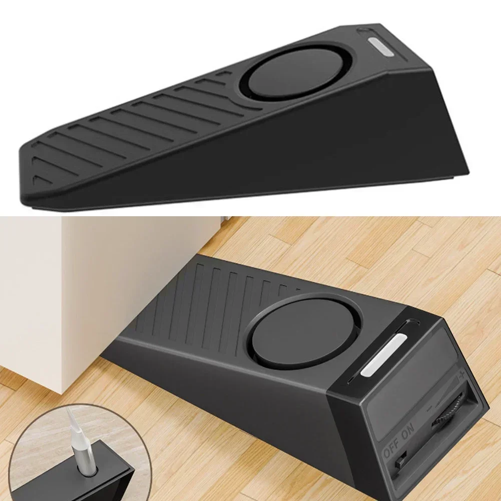 

Travel Friendly Portable Door Stopper With USB Rechargeable 130dB Alarm And Silicone Non Slip Pads For Extra Security
