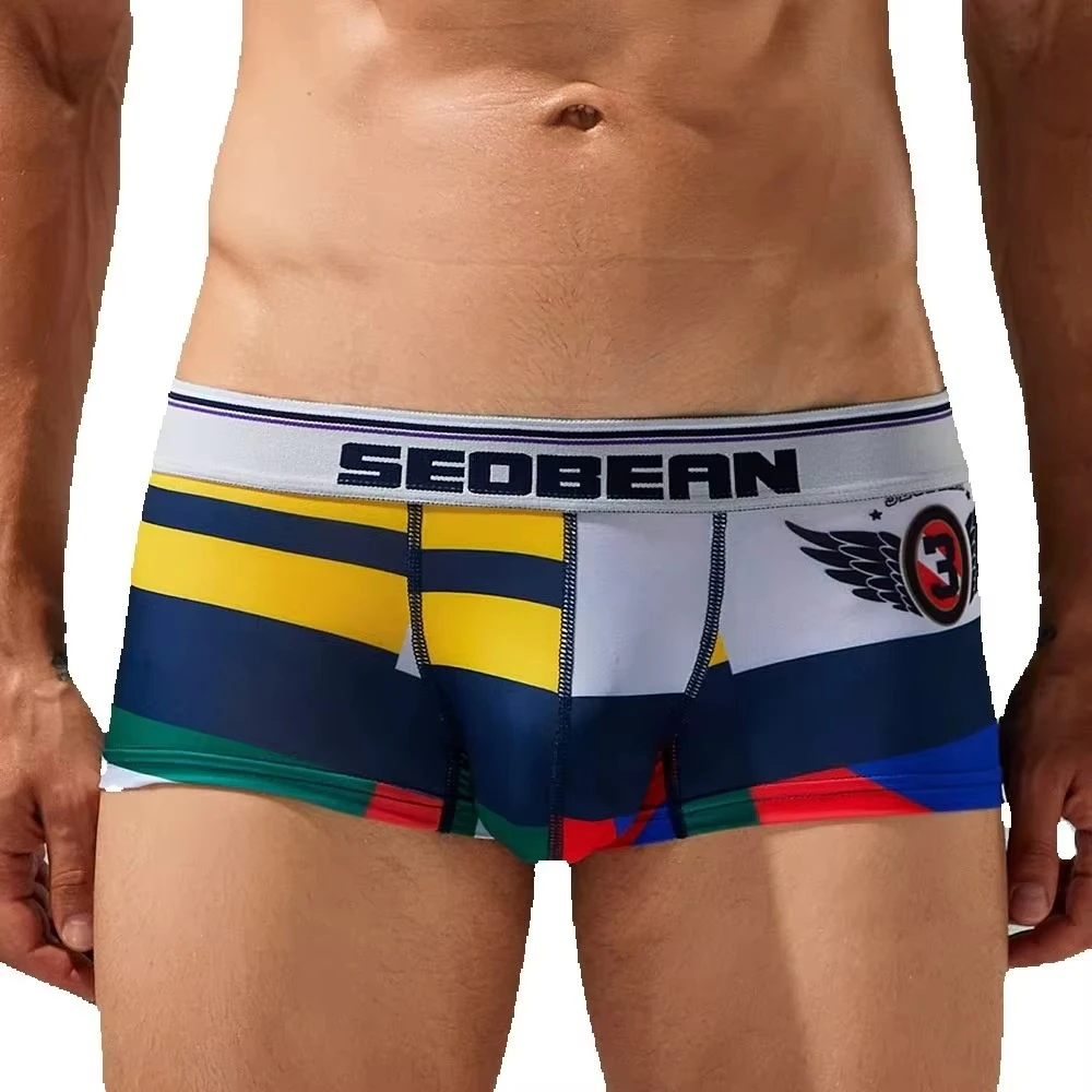 Summer Basic Men Boxer Briefs Anti‑Roll Edge Flat‑Leg Underwear For Youth Boys Daily Use