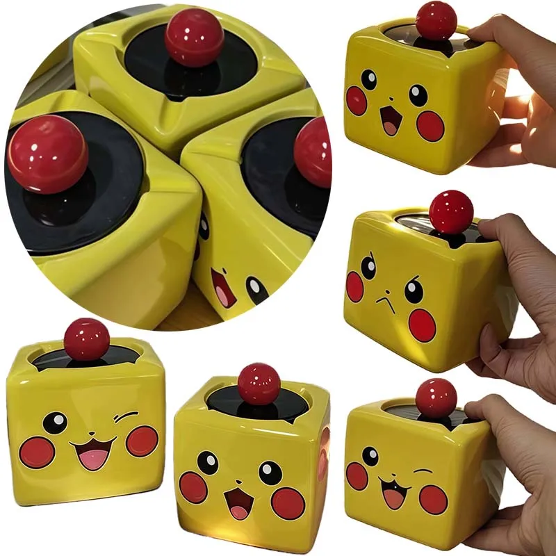 

Pikachu Ceramic Ashtray Creative Cube-shaped Ashtray with Lid Desktop Ashtray for Smoking Office Home Decoration Accessories New
