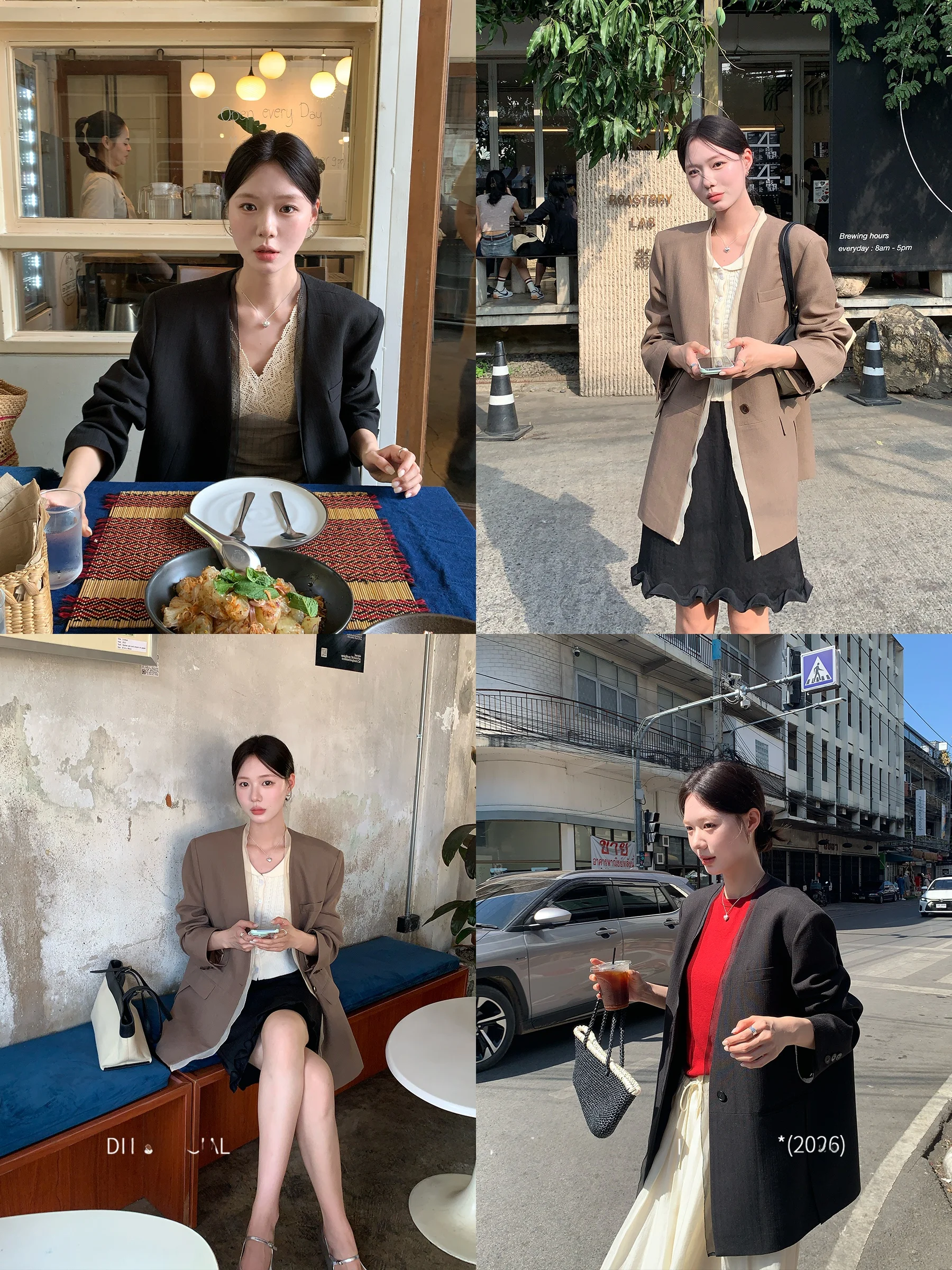 

DH Large Flower【Sister Feel Suit】Linen Early Spring Korean Sle mat No Collar Patchwork Lace Versatile Loose Suit