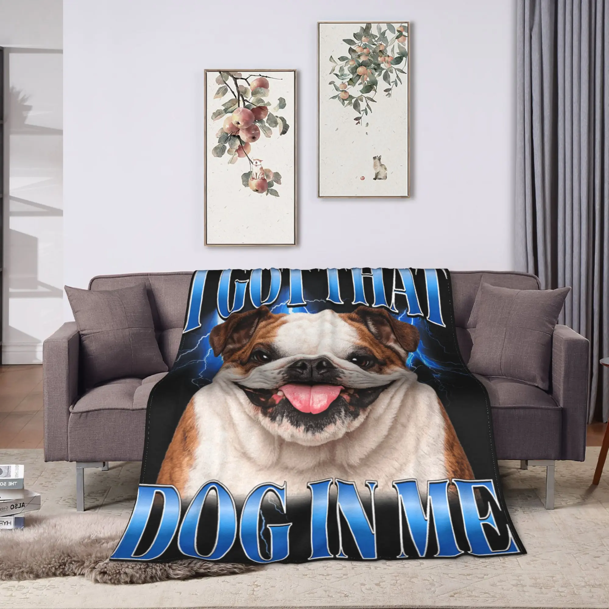I Got That Dog in Me Bulldog T Shirt B0GJK9KPJL Bedding Throws Comfortable Print Blanket For Bedroom Flannel Bedspread Bed Cover