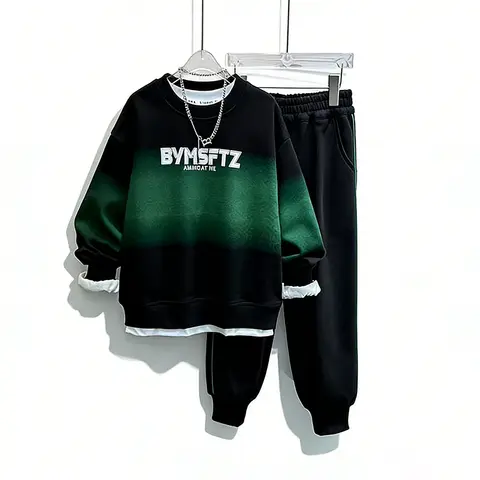 Autumn Children Boy Clothes Set Letter Sweatshirts and Pants 2PC Suit Teenage Kid Pullover Top Bottom Fashion Outfits Tracksuits