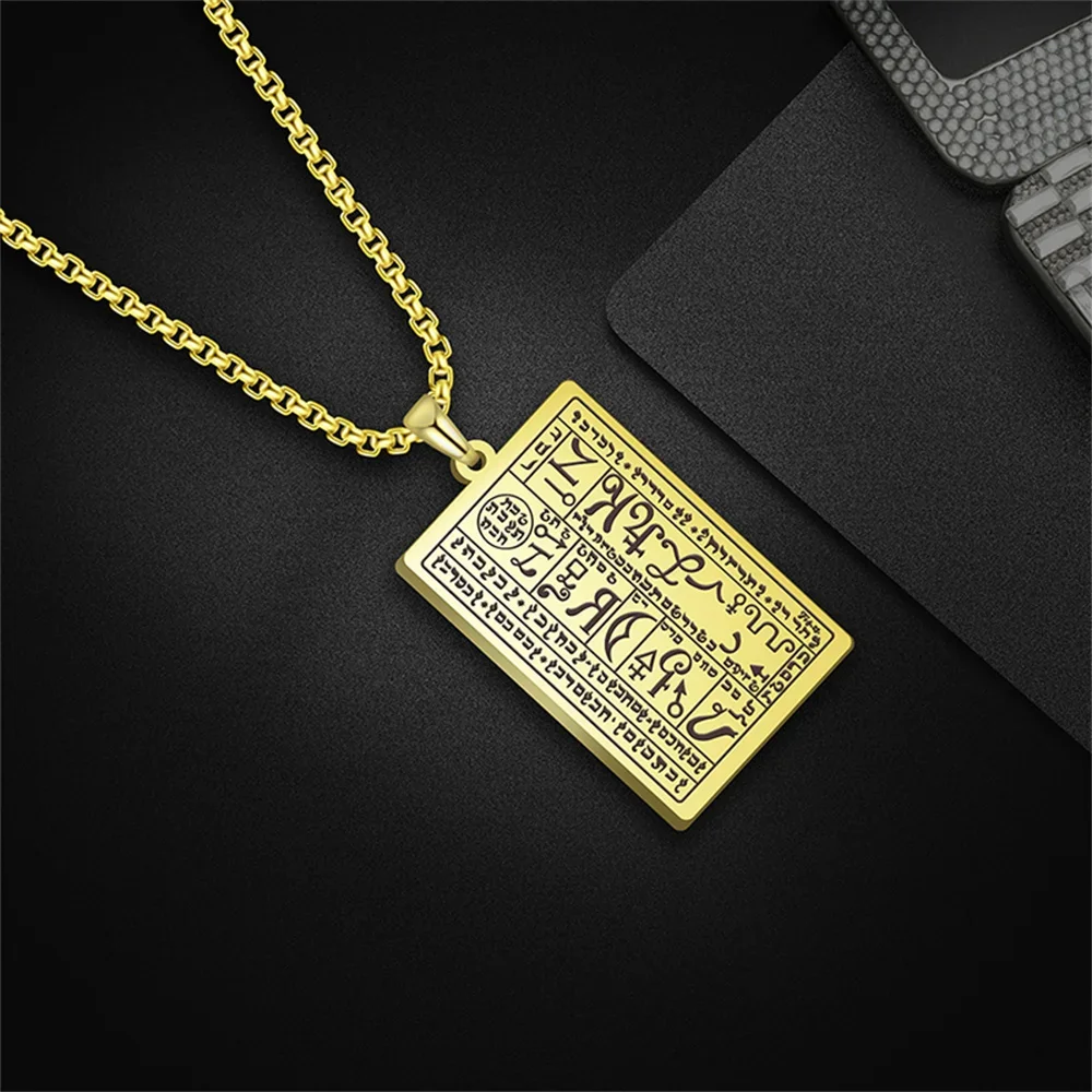 VASSAGO Talisman of Wealth Honor Wealth Treasure Stainless Steel Pendant Necklace 6th and 7th Books of Moses Jewelry