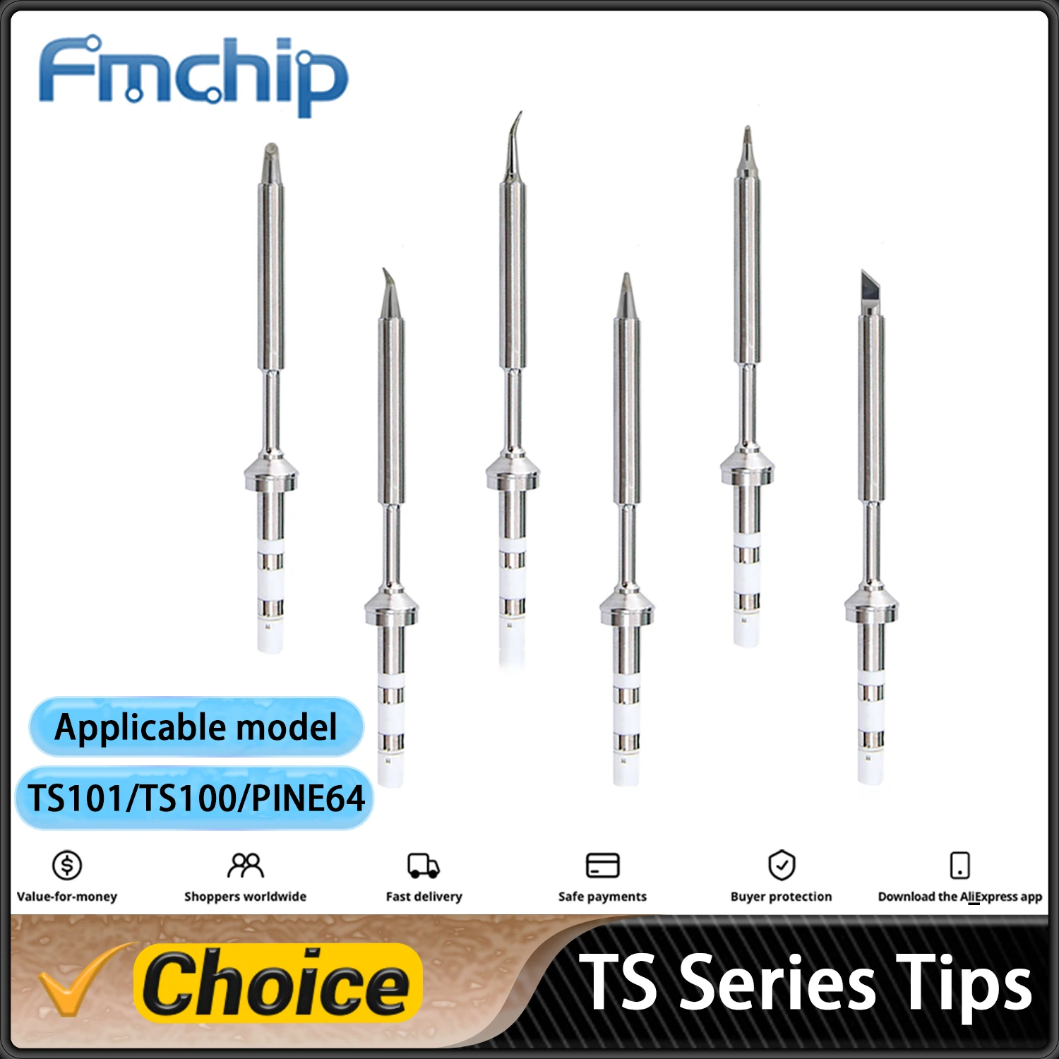 PINE64 TS100 Ts101 Soldering Iron Tips Replacement Various Models of Pinecil V2 Electric Soldering Iron Tip TS Series BC2 ILS K