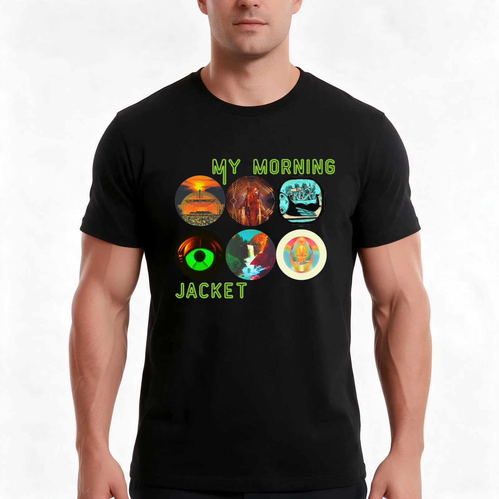 my morning jacket t shirt my morning jacket album covers sticker T-Shirt, Summer Casual Cotton Tee, Oversized Streetwear Tops