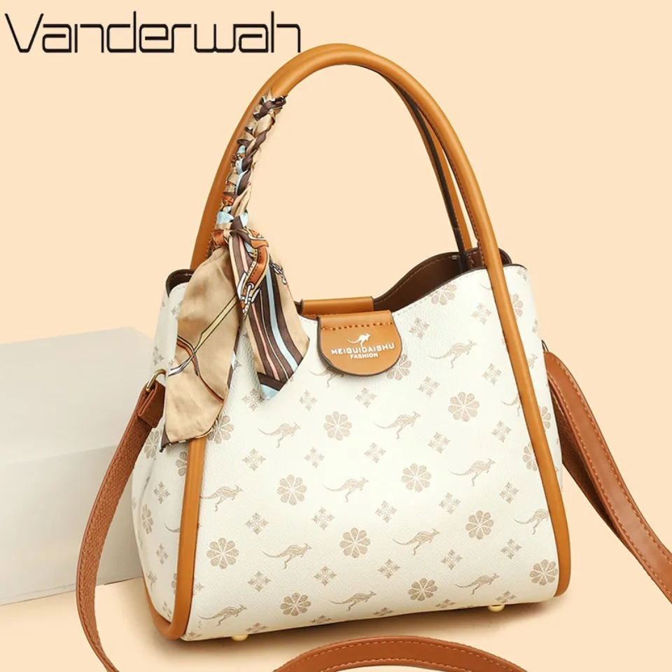 

Large Capacity PU Leather Bucket for Women Multifunctional Handbag Shoulder Crossbody Bag with Scarf Suitable commute to work