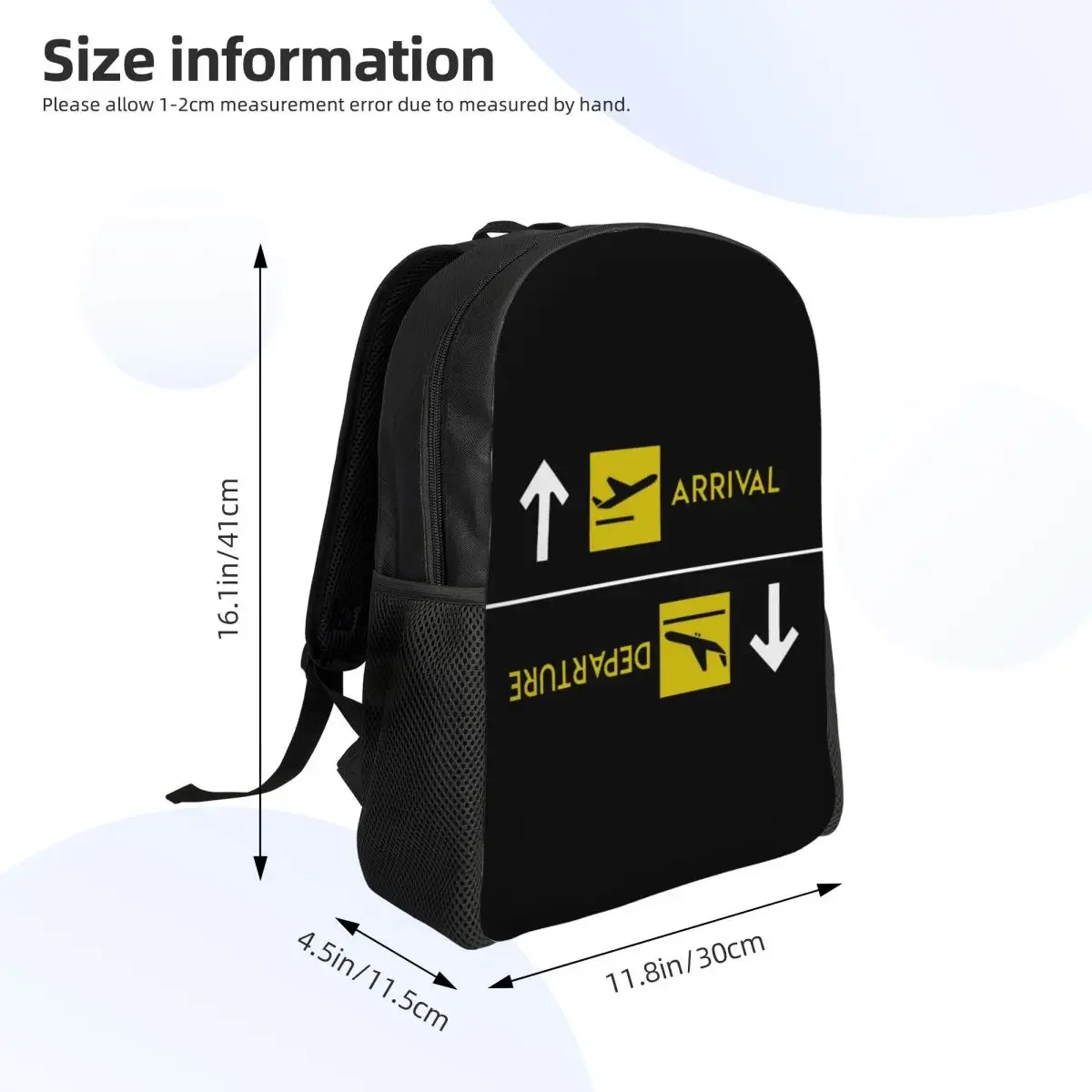 Custom Pilot Aviation Departures Arrivals Backpack School Computer Bookbag Airport Airplane Aviator College Student Daypack Bags