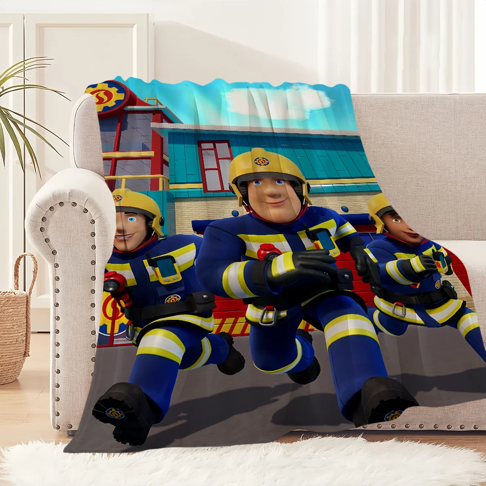 Cartoon Firemans Sams Blanket Soft Comfortable Nap Plush Suitable For Iiving Room Office Bedroom Birthday Home Kid Gift
