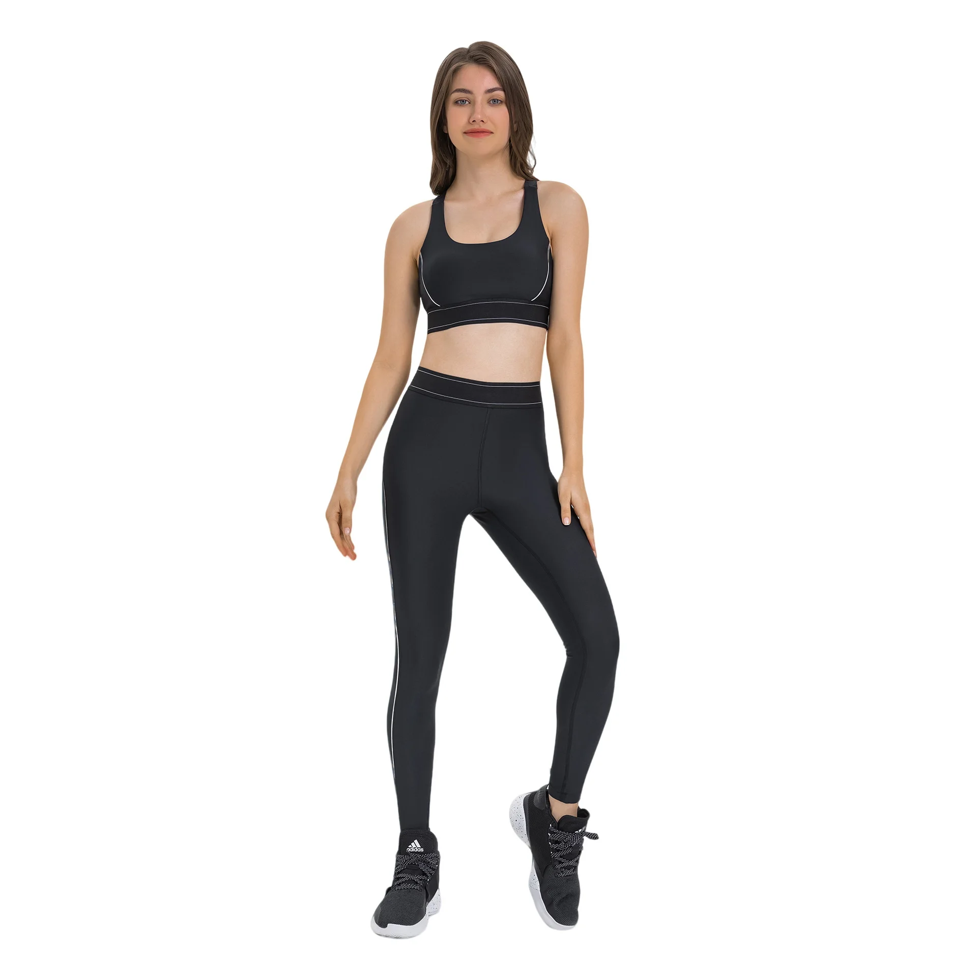 Women's Yoga Exercise Suit Hip Lifting Tight Leggings Shock-absorbing Gathering Sports Bra Pilates Gym Outdoor Sports Set