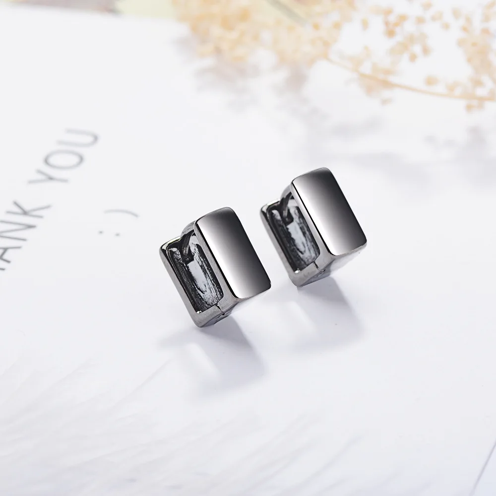 100% 925 Sterling Silver Earrings For Women High Quality Simple Square Gold Earrings Fashion Jewelry Lovers Earring Piercing Men