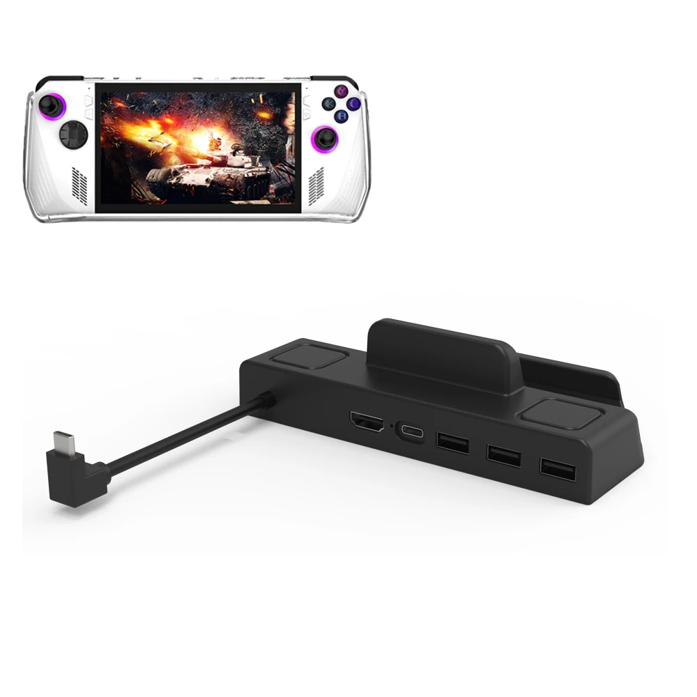 Dock Station de Carregamento Rápido, 6 em 1, 4K, Porta LAN RJ45, Tipo-C, Steam Deck, Nintendo Switch, OLED, ROG, ALLY, Consola de Jogos, Preto