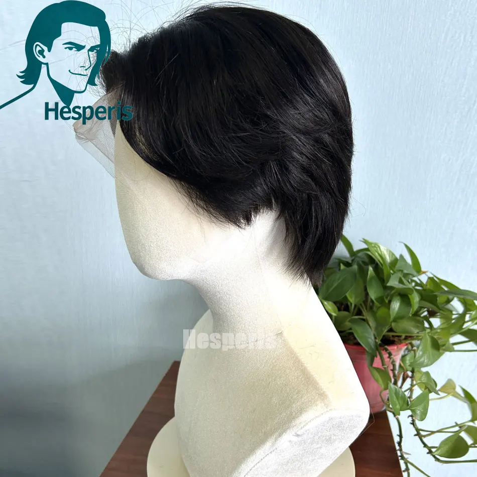 

Hesperis Предварительно вырезанные стильные короткие волосы для мужчин Человеческие волосы Мужской парик Натуральный цвет Парики спереди Системы замены волос Кусок волос